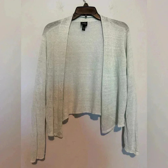 Eileen Fisher Open Linen/Silk Womens Cardigan Size Large Light green - Picture 1 of 5